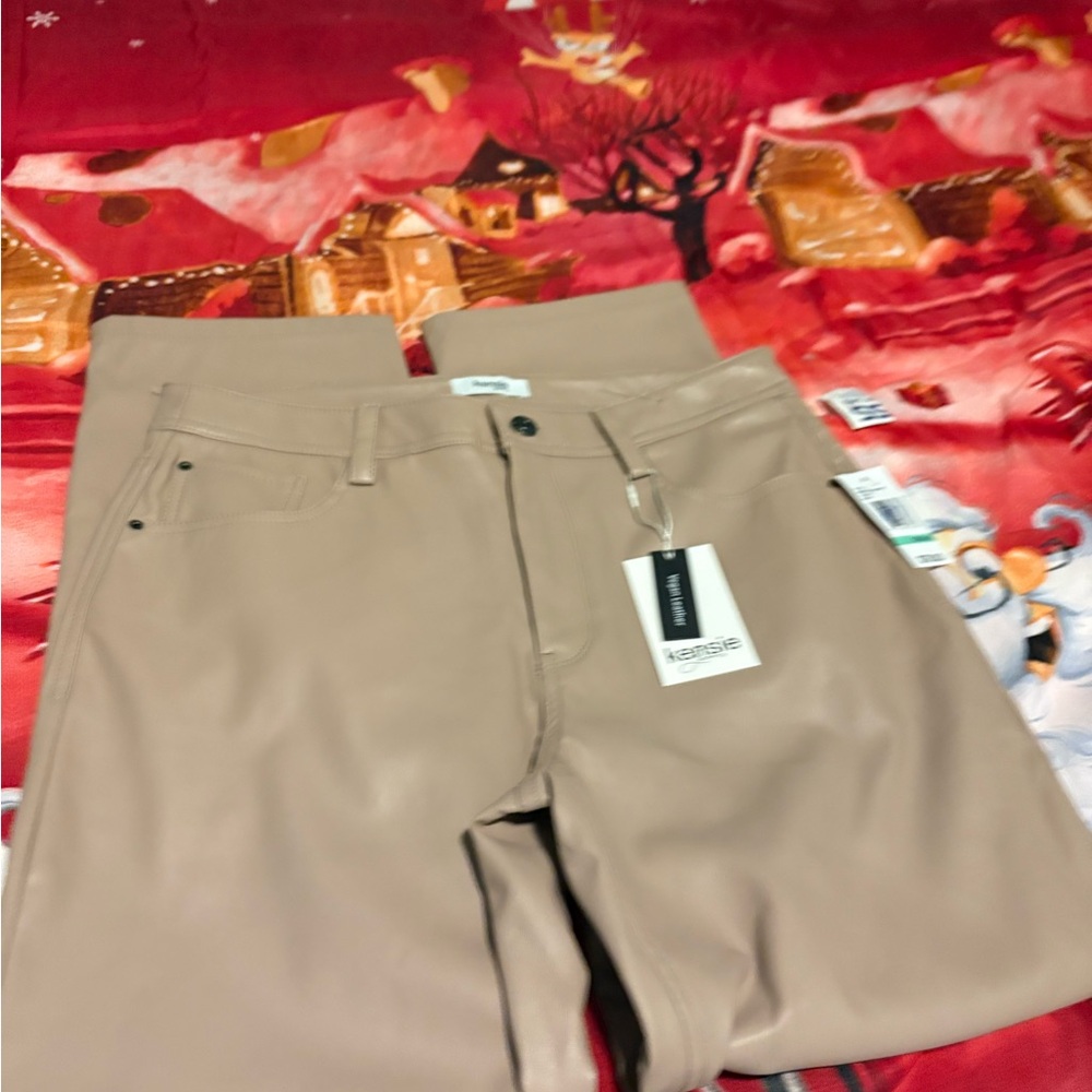 Kensie Women Tan  Faux Vegan Leather Pants Size 8/29   NWT $78